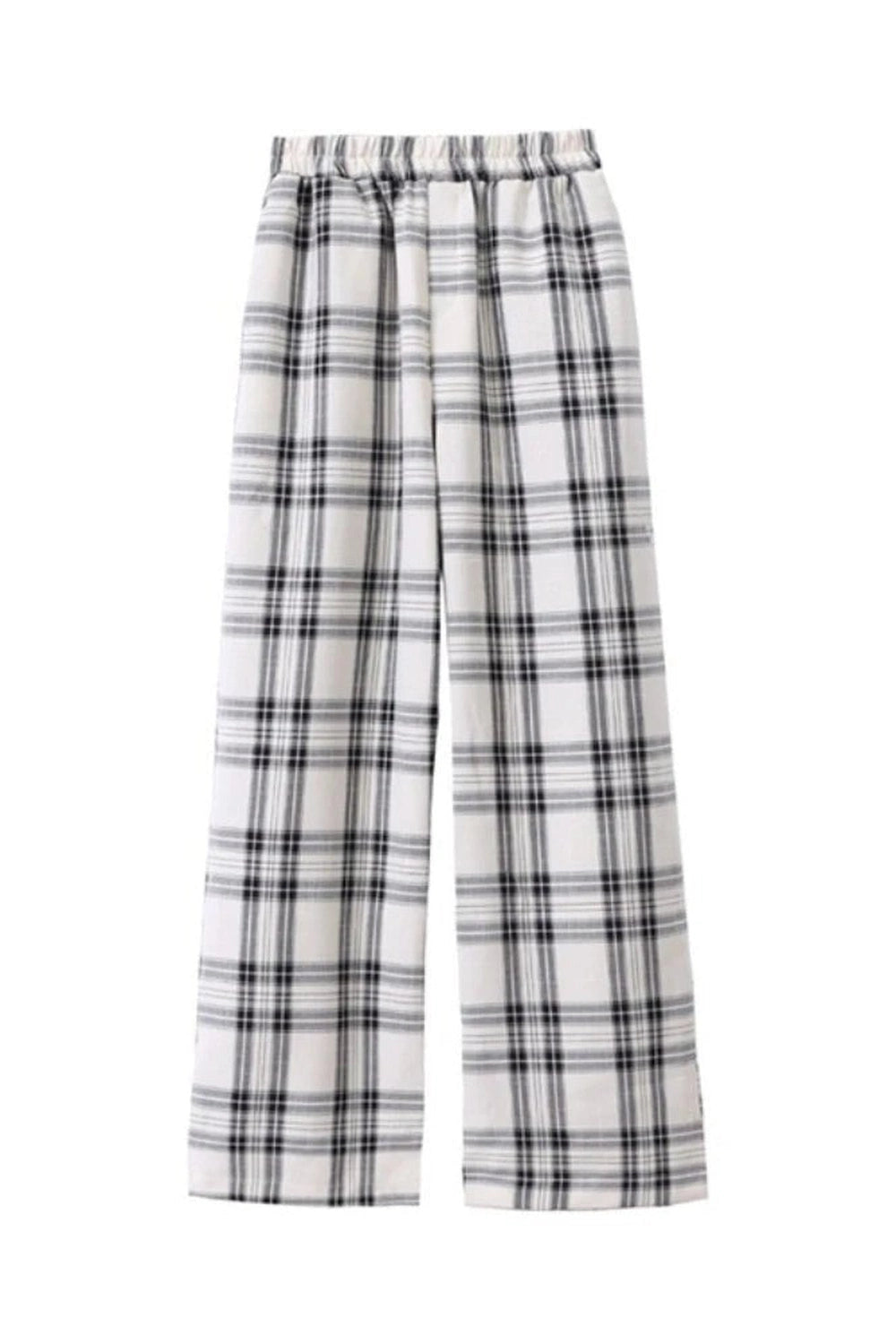 Blue Plaid Wide - Leg Pants - Pants