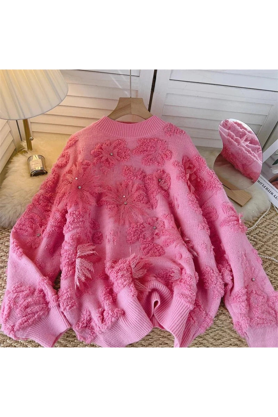 Blush Petal Textured Sweater - Sweaters