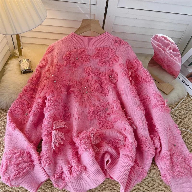 Blush Petal Textured Sweater - Sweaters