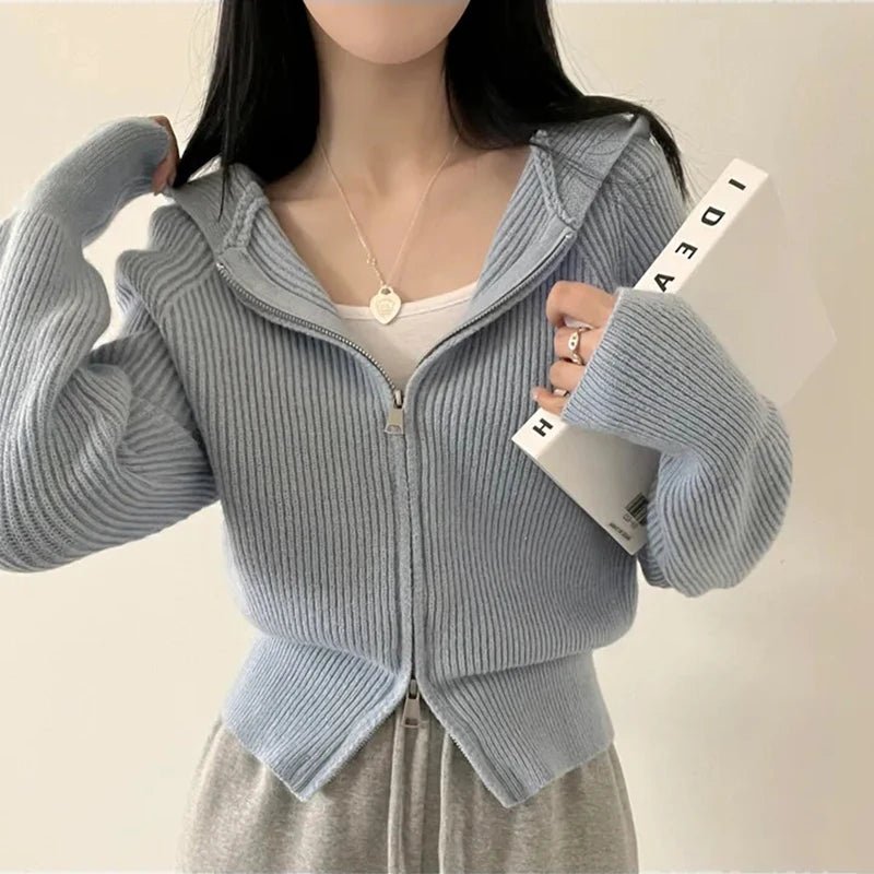 Blush Ribbed Aesthetic Zip-Up Cardigan 9521 6824 lan One Size Shoptery