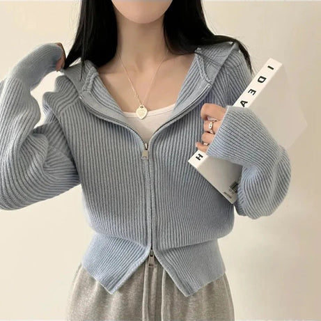 Blush Ribbed Aesthetic Zip-Up Cardigan 9521 6824 lan One Size Shoptery