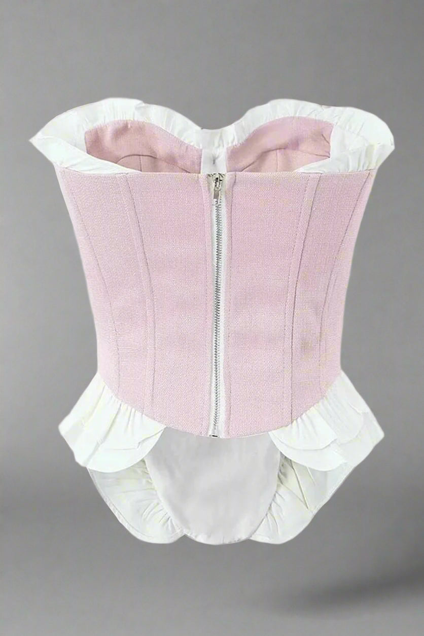 Coquette Blush Ruffle Sweetheart Corset Shoptery