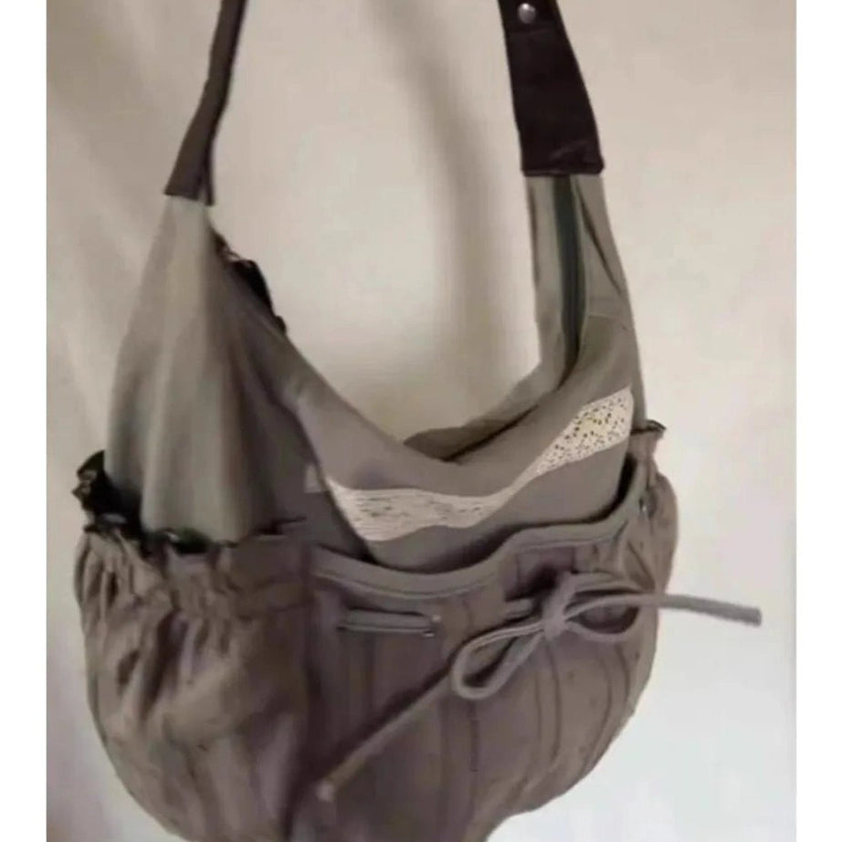 Y2k Lace-Trim Hobo Bag Shoptery