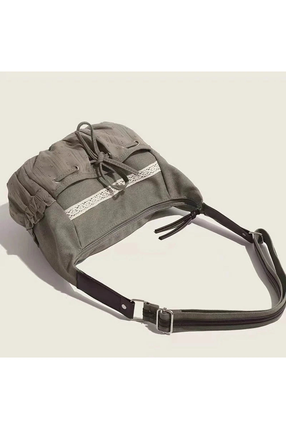 Y2k Lace-Trim Hobo Bag Shoptery