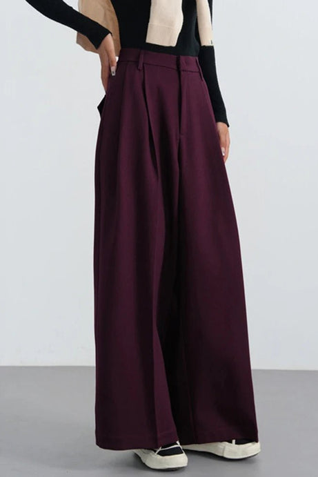 Bordeaux Breeze Palazzo Pants - Pants