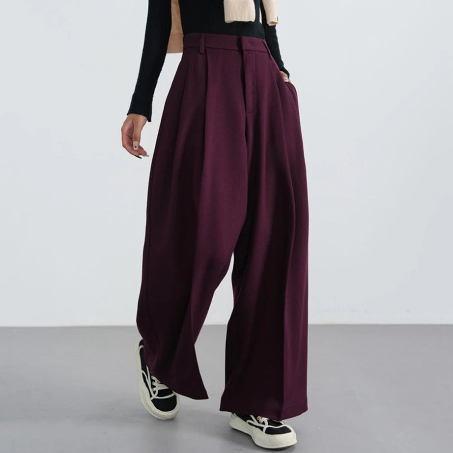 Bordeaux Breeze Retro Palazzo Pants Shoptery