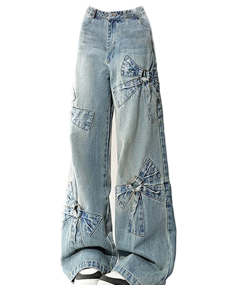 Bow - Accent Wide - Leg Jeans - Jeans