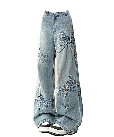 Bow - Accent Wide - Leg Jeans - Jeans