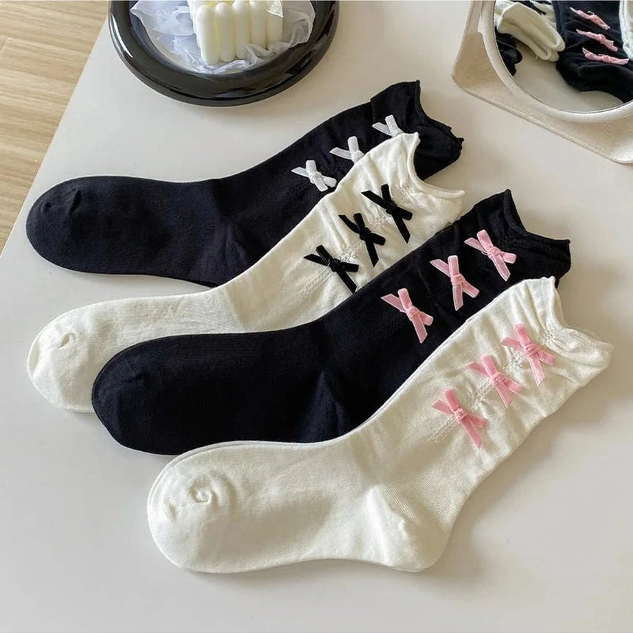 Coquette Bow Adorned Ankle Socks Shoptery