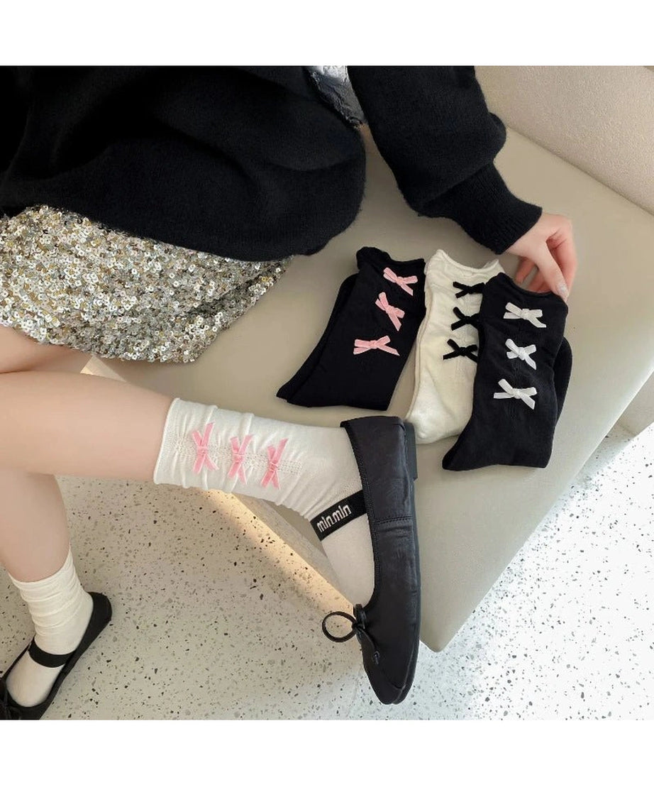 Bow Adorned Ankle Socks - Socks