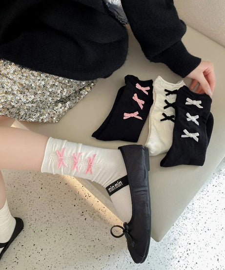 Bow Adorned Ankle Socks - Socks