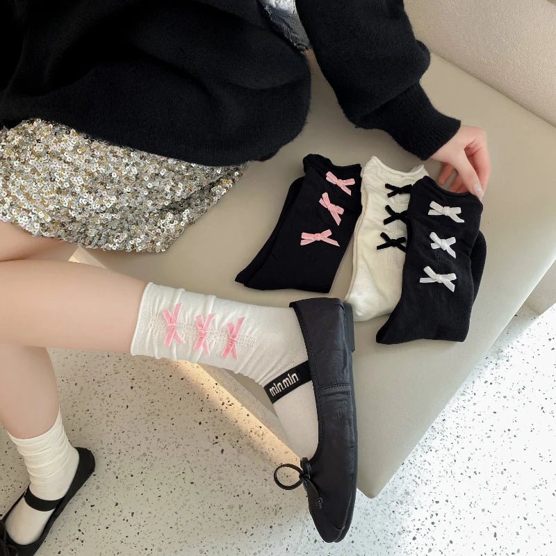 Bow Adorned Ankle Socks - Socks