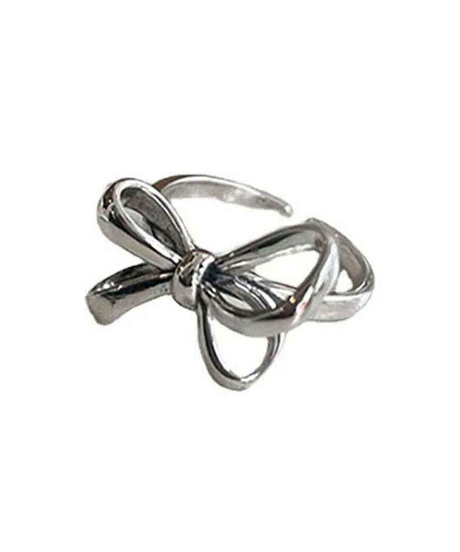 Bow Pattern Silver Ring - Rings