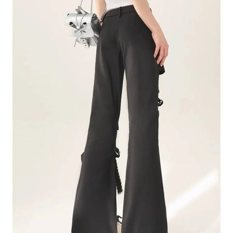 Kawaii Bow-Tied Cutout Layered Pants Shoptery