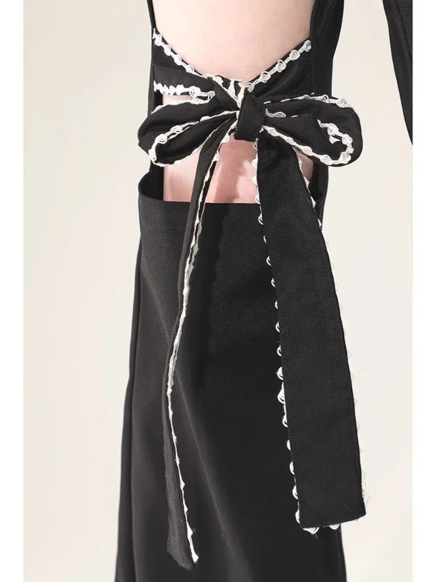 Kawaii Bow-Tied Cutout Layered Pants Shoptery