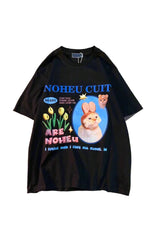 Aesthetic Bunny Cat Graphic T-shirt black Shoptery