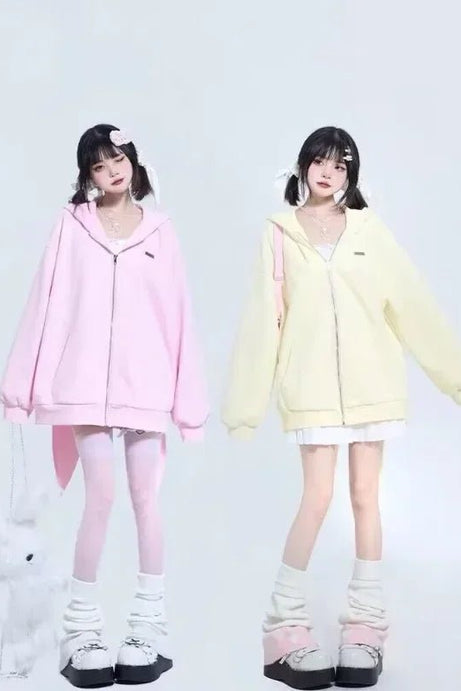 Bunny Ear Oversized Hoodie - 