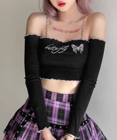 Butterfly Chain Crop Top -