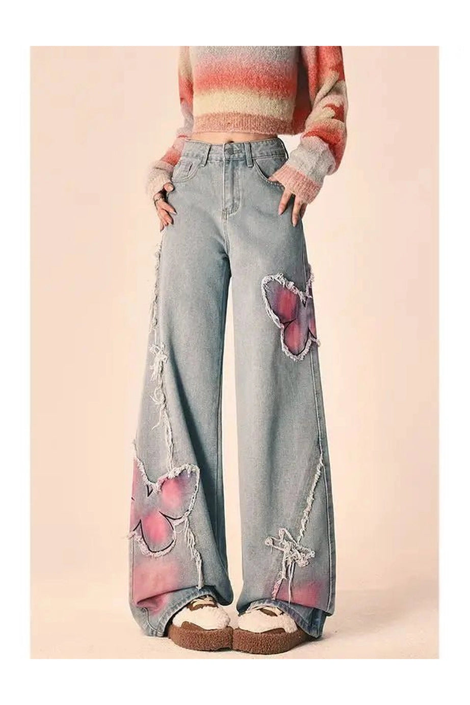 Butterfly Embroidered Jeans -