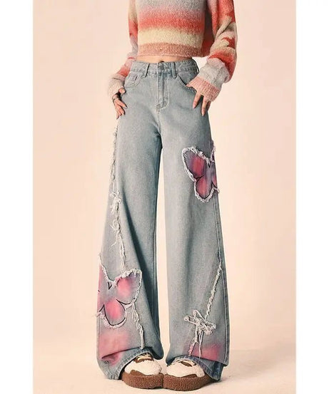 Butterfly Embroidered Jeans -