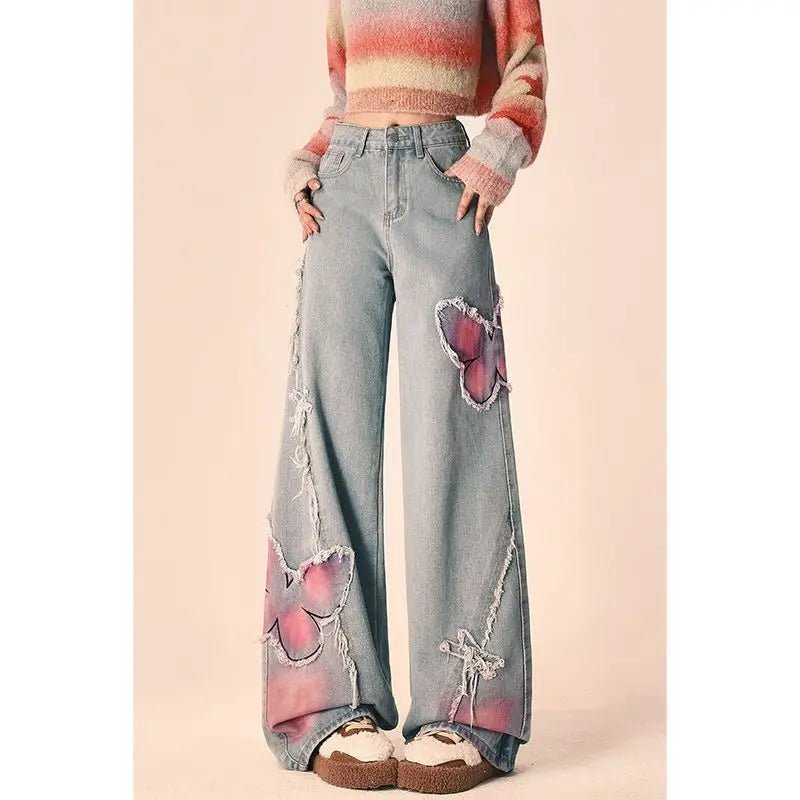 Butterfly Embroidered Jeans -