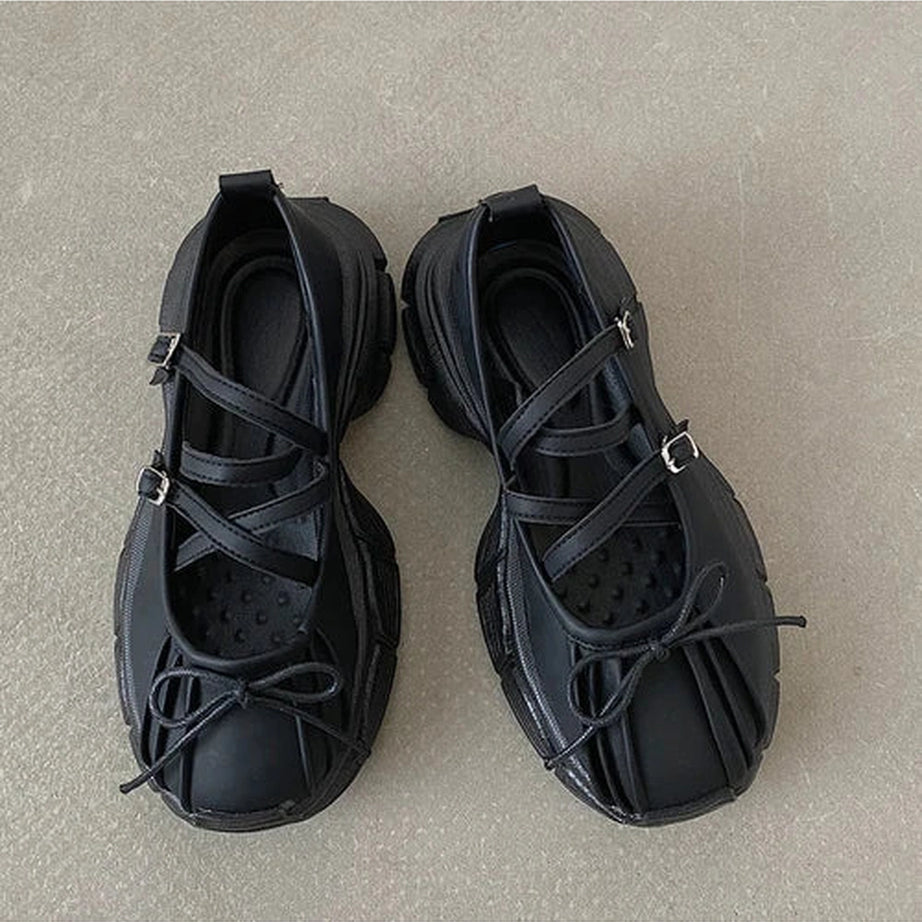 Butterfly Knot Platform Shoes Black Shoptery
