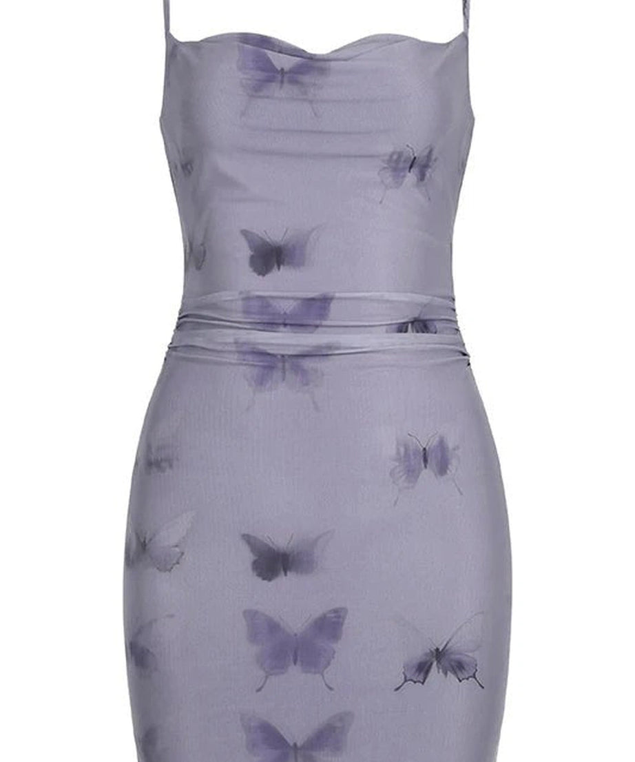 Butterfly Mesh Mini Dress - Dresses