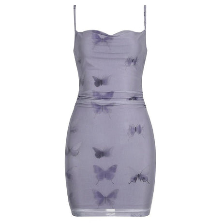 Butterfly Mesh Mini Dress - Dresses