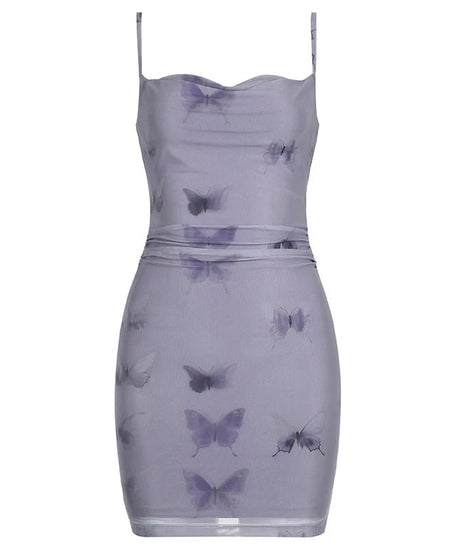 Butterfly Mesh Mini Dress - Dresses