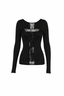 Visual Kei Off-Shoulder Cross Lace Panel Long Sleeve Top black Shoptery