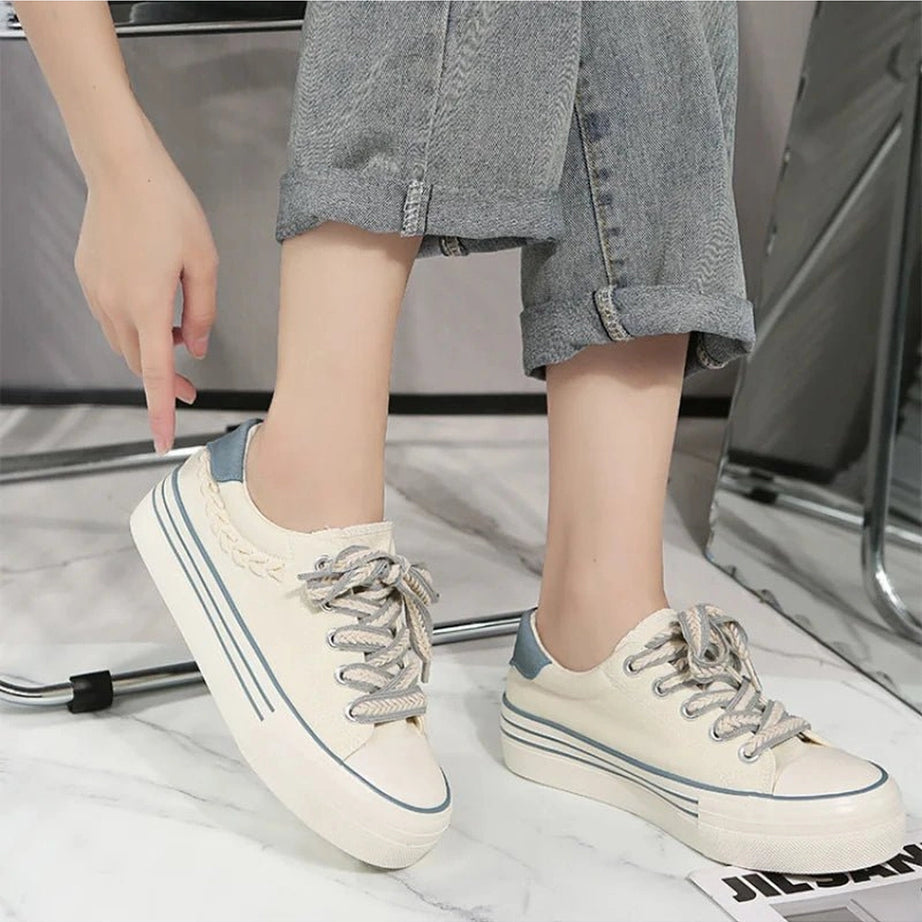 Aesthetic Canvas Platform Shoes Shoptery