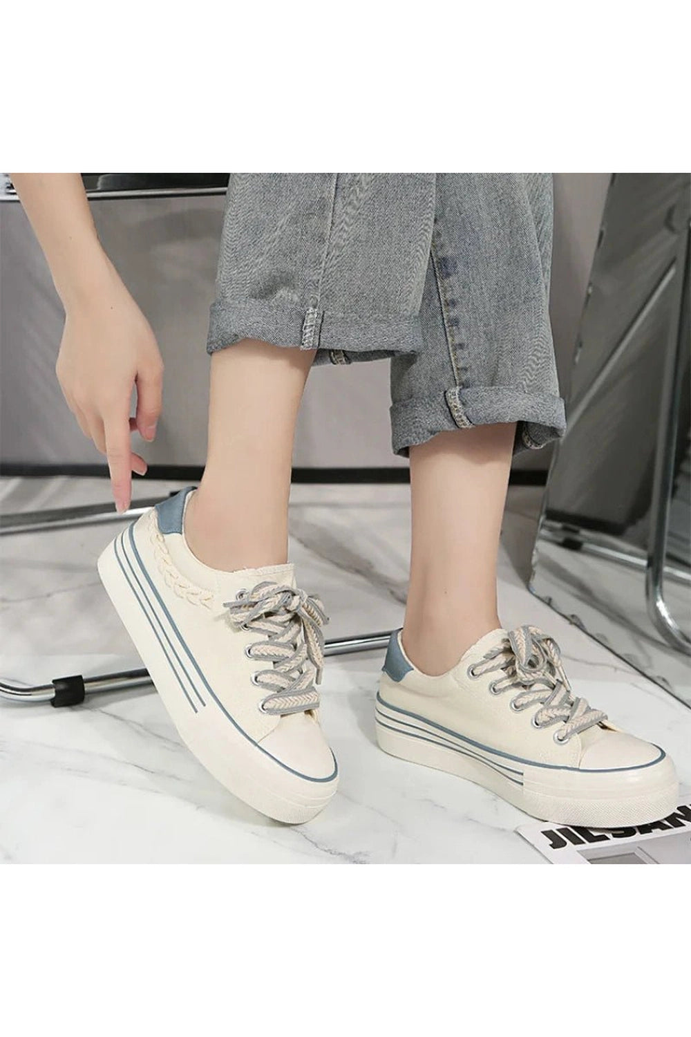 Aesthetic Canvas Platform Shoes Shoptery