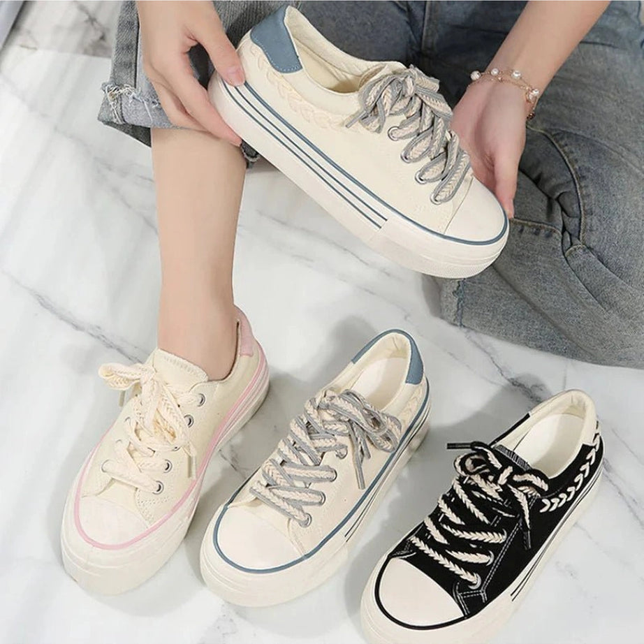 Aesthetic Canvas Platform Shoes Shoptery
