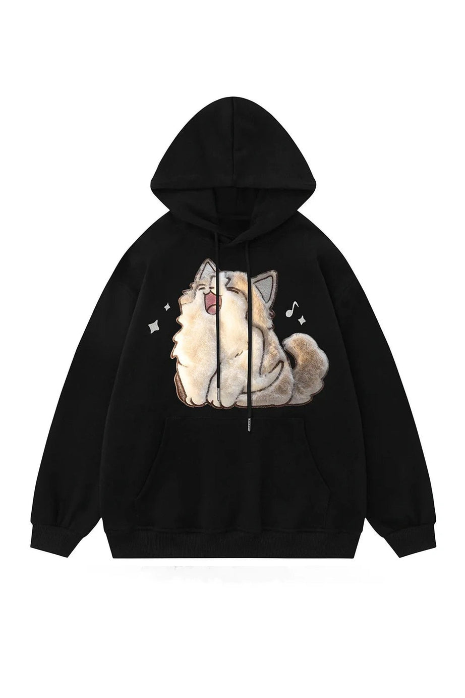 Cartoon Cat Embroidery Hoodie -