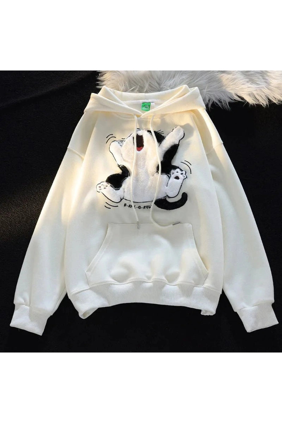 Cartoon Cat Fleece Hoodie -