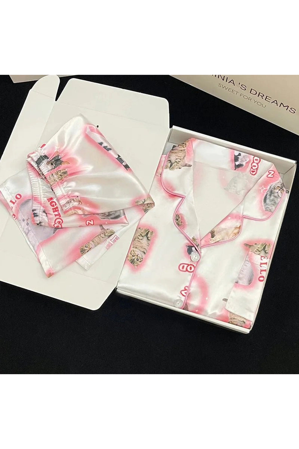 Kawaii Cartoon Cat Pajama Set Shoptery