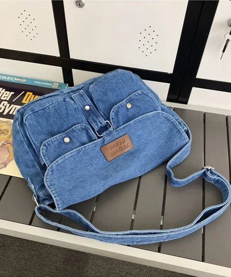 Casual Denim Crossbody Bag - Bags