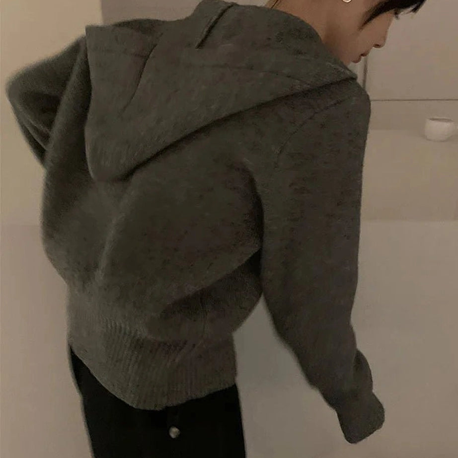 Aesthetic Acubi Solid Cardigan Shoptery