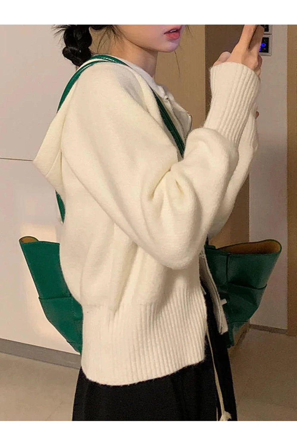 Aesthetic Acubi Solid Cardigan White Shoptery