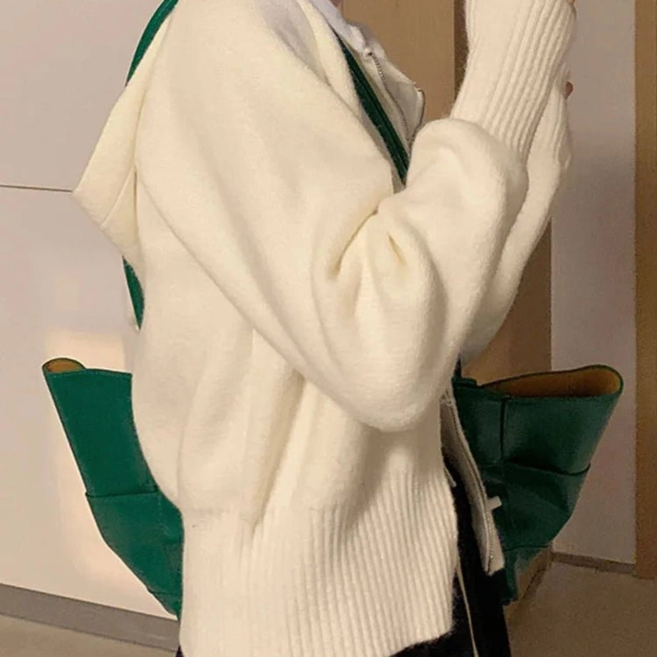 Aesthetic Acubi Solid Cardigan White Shoptery