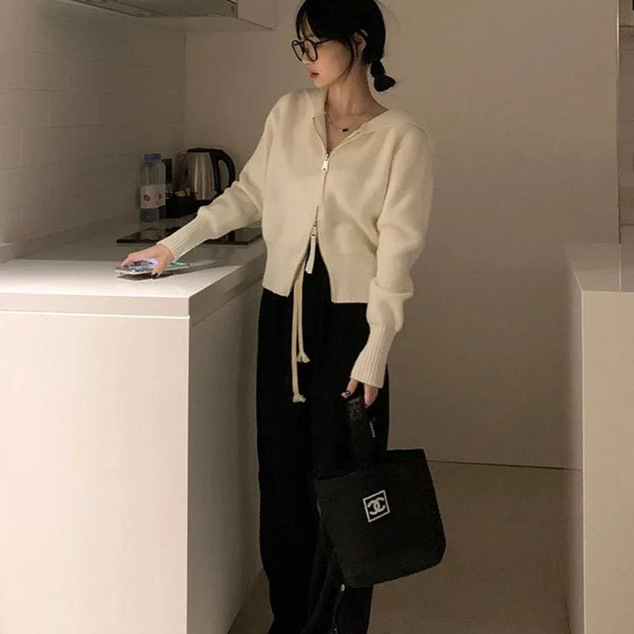 Aesthetic Acubi Solid Cardigan Shoptery