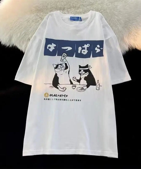 Cat Print Minimalist T-shirt -