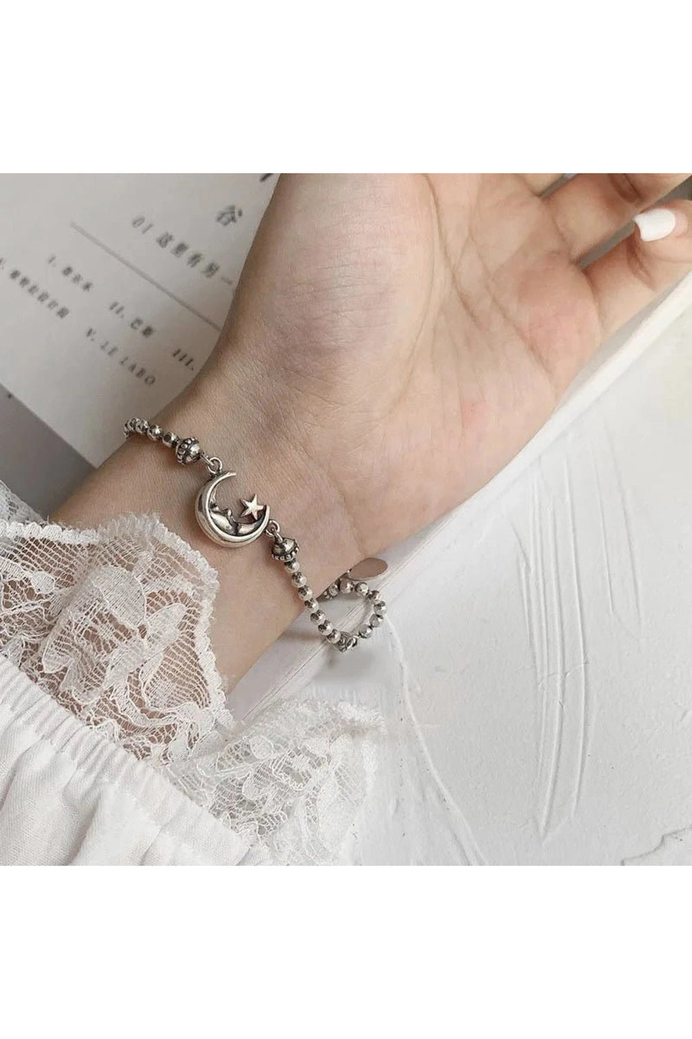 Alt Celestial Moon & Star Silver Bracelet Shoptery