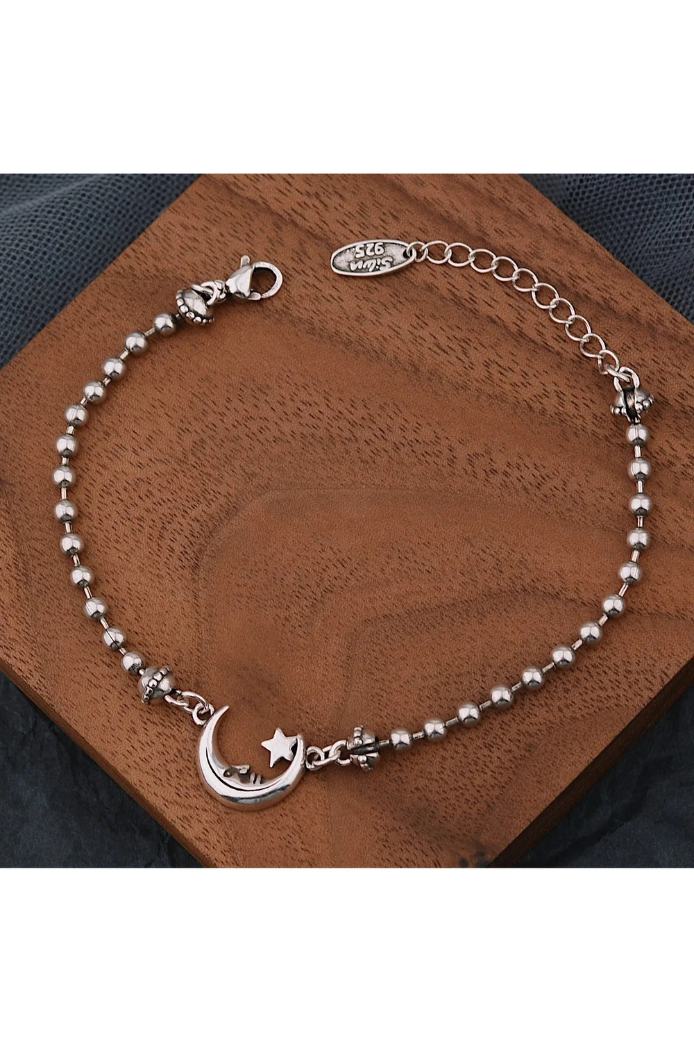 Alt Celestial Moon & Star Silver Bracelet Shoptery