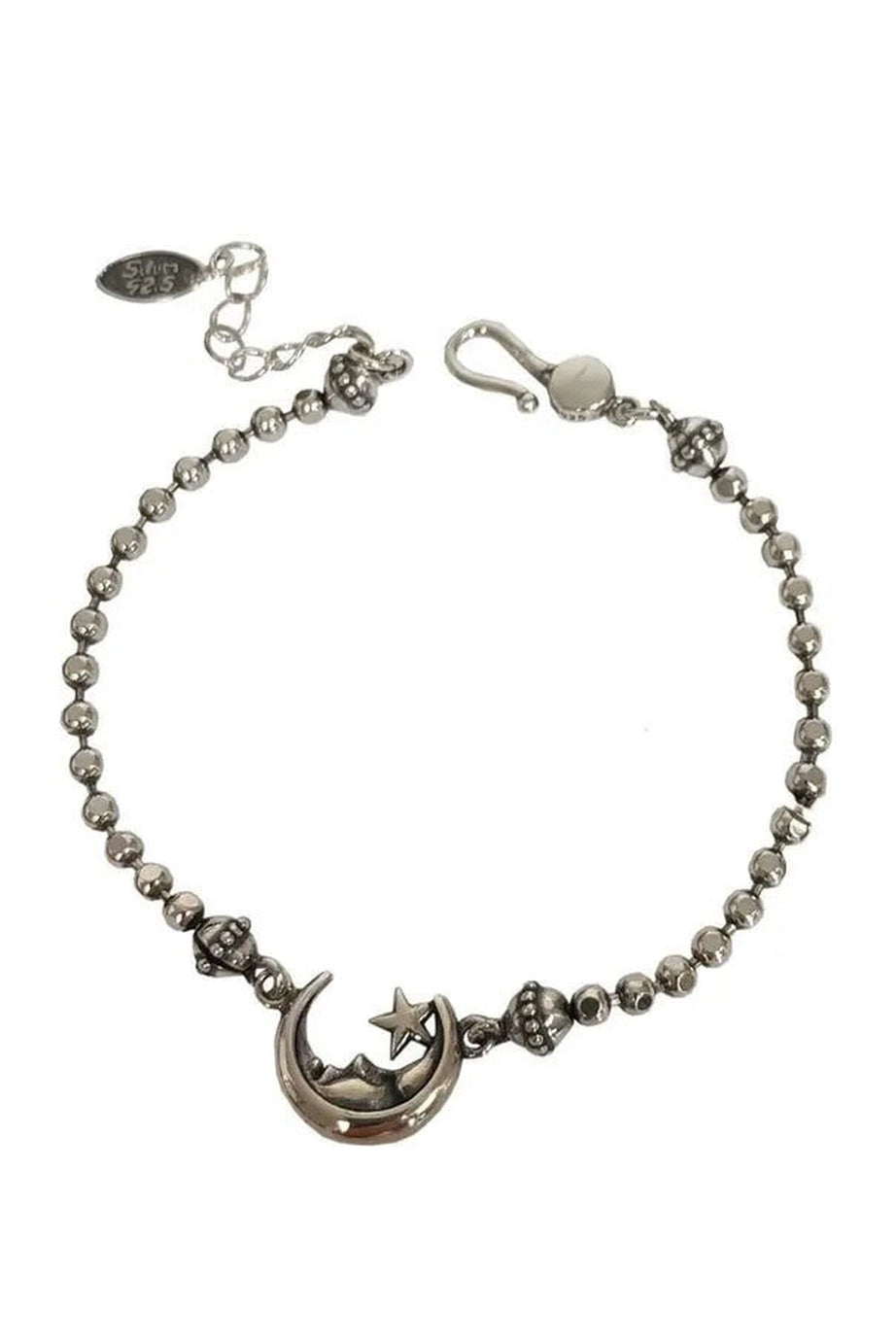 Celestial Moon & Star Silver Bracelet - Bracelets