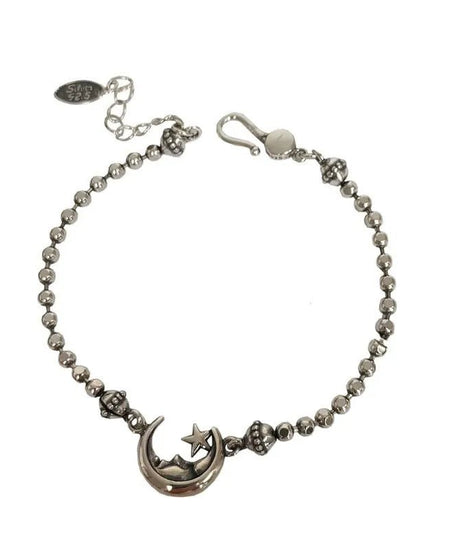 Celestial Moon & Star Silver Bracelet - Bracelets