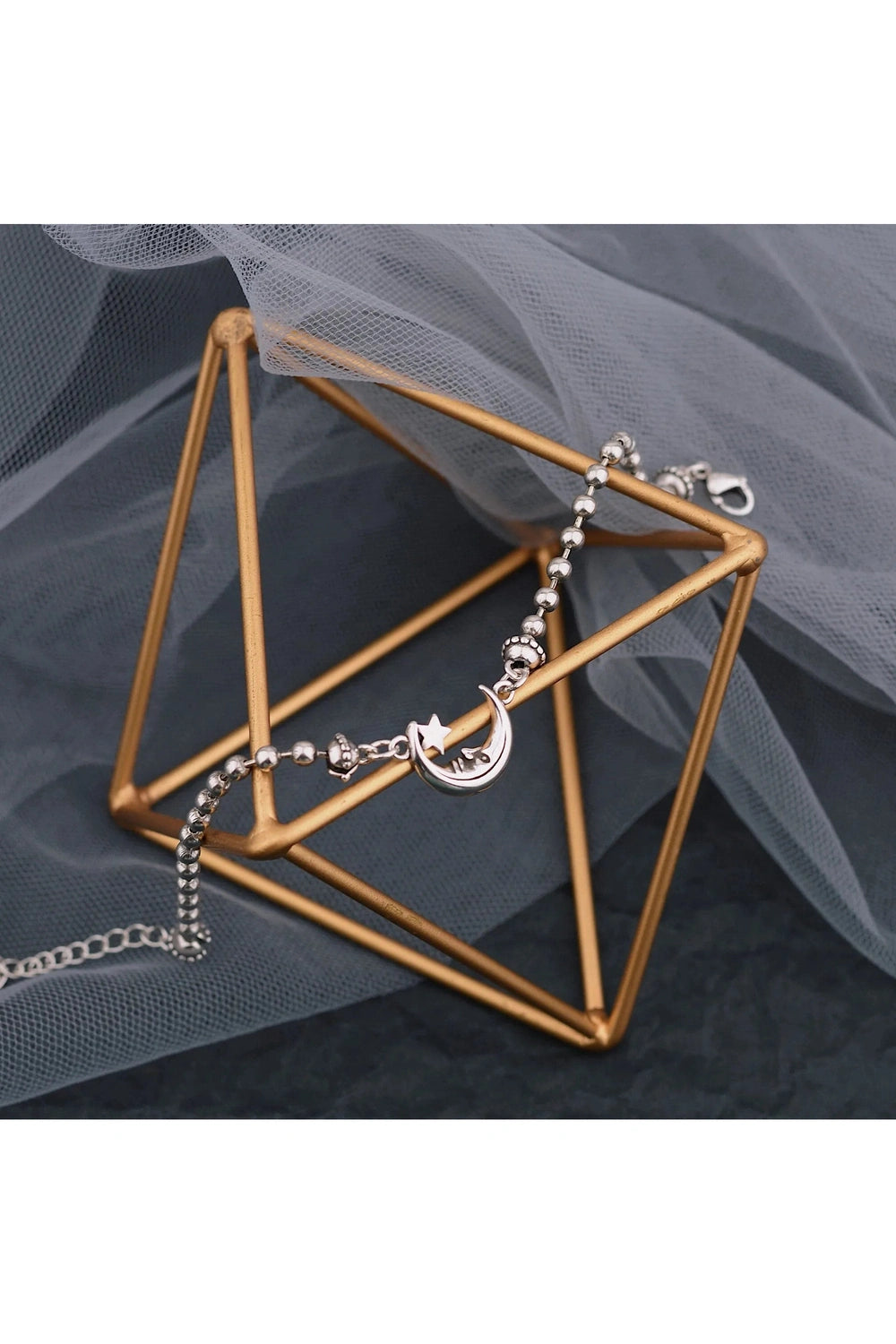 Alt Celestial Moon & Star Silver Bracelet Shoptery