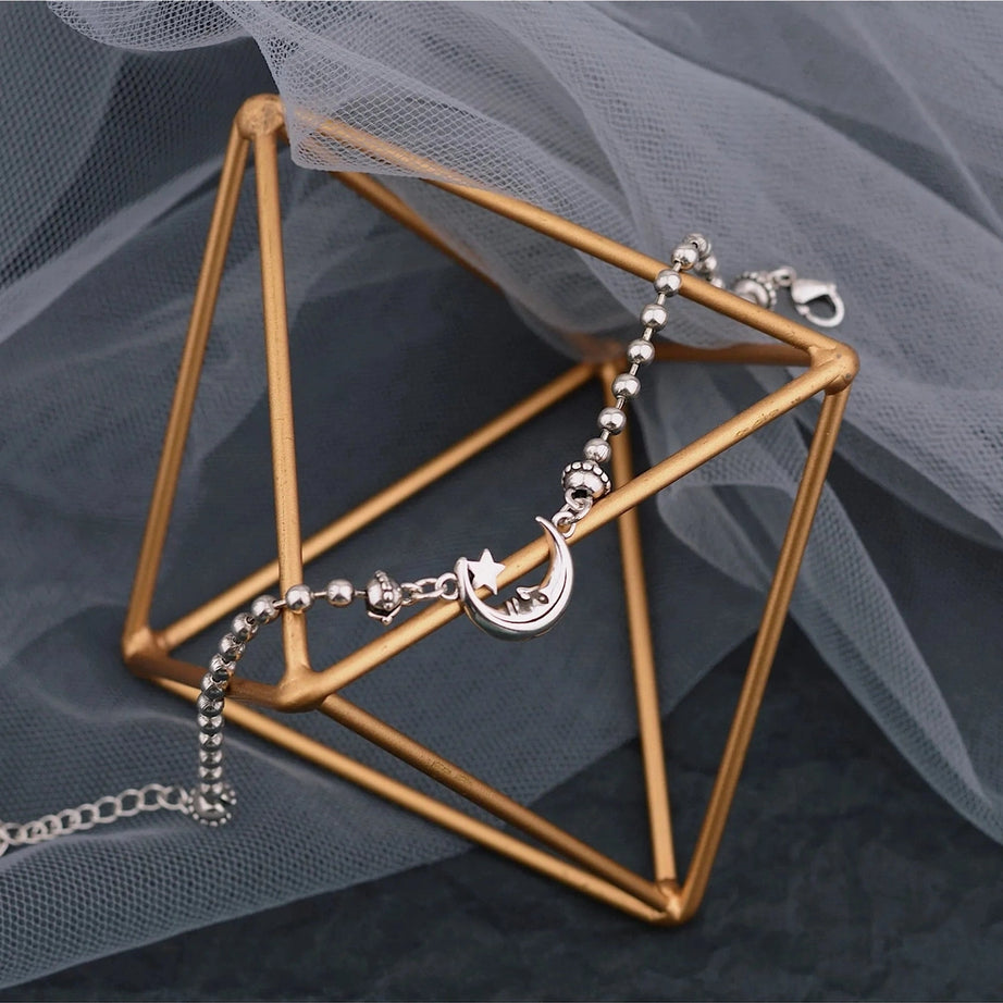 Alt Celestial Moon & Star Silver Bracelet Shoptery