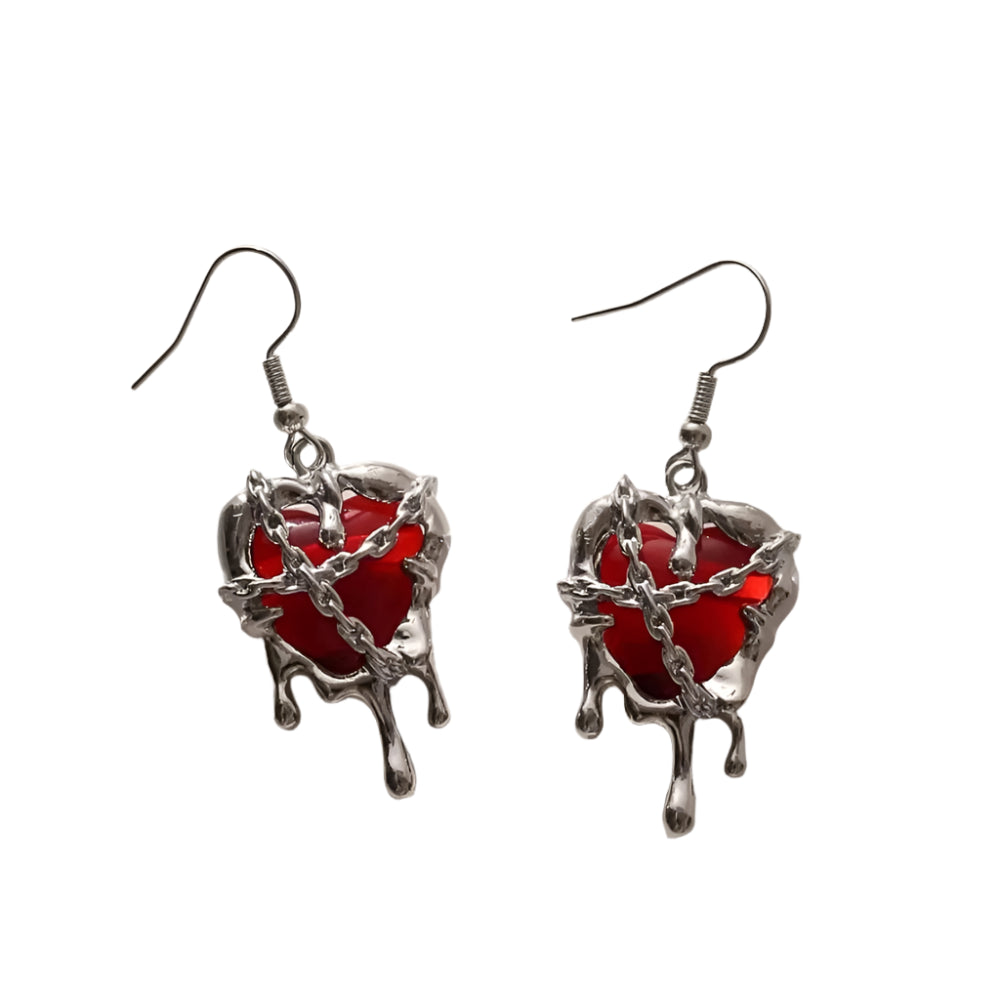 Chained Blood Heart Alt Earrings 1 Shoptery