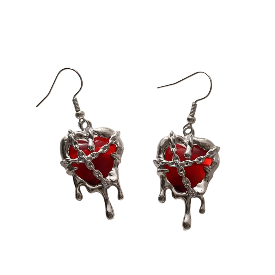 Chained Blood Heart Alt Earrings 1 Shoptery